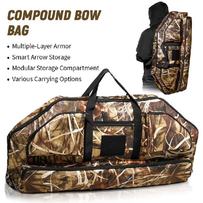 Lightweight Soft Compound Bow Case with Pockets, 600D Archery Backpack Bow Bag for Hunting