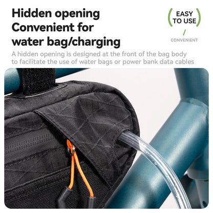 Qunature Bicycle Bag Down Tube Bag Waterproof Wear-Resistant Stable Mounting Front Frame Bag for Road Mountain & Touring Bikes