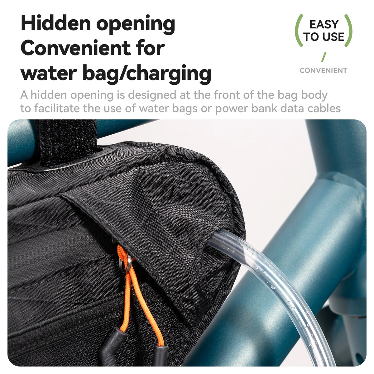 Qunature Bikepacking Bicycle Bag Down Tube Bag Waterproof Wear-Resistant Stable Mounting Front Frame Bag for MTB RB Touring Bike