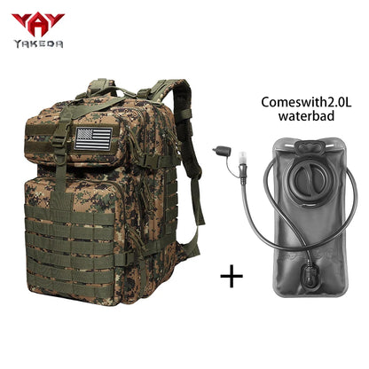 YAKEDA 45L large capacity backpack with 2L water bag MOLLE expansion system outdoor hiking backpack