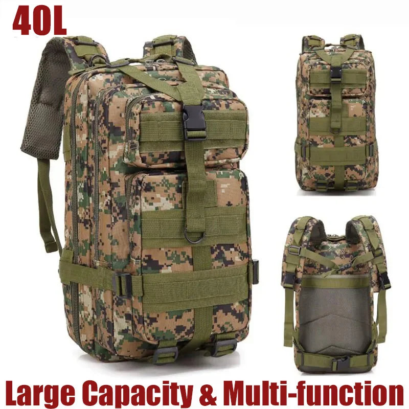 40L Tactical Backpacks For Man Hking Outdoor Survival Bags 3P Climbing Hunting Backpack Fishing Hiking Nylon Tactical Backpack
