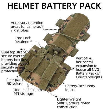 BOOIU Battery Pouch Sport Helmet MK2 Battery Pack Helmet Counterweight Pack CS Hunting Airsoft Tactical Helmets Accessories