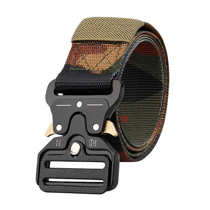 Men's Tactical Belt  Quick Release Belts Outdoor Nylon Military Camouflage Oxford Cloth Wide Waist Belt Hiking EDC Accessories