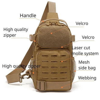Outdoor Sports Sling Bag Shoulder Pack For Men, Molle Assault Range Daypack, Waterproof Solid Chest Bag For Traveling, Hiking