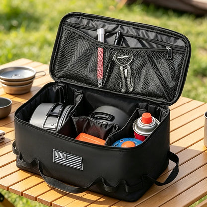 Portable Camping Cookware Storage Bag Detachable Divider Outdoor Picnic Tableware Organizer Bag Large Capacity Travel Kitchen Ge