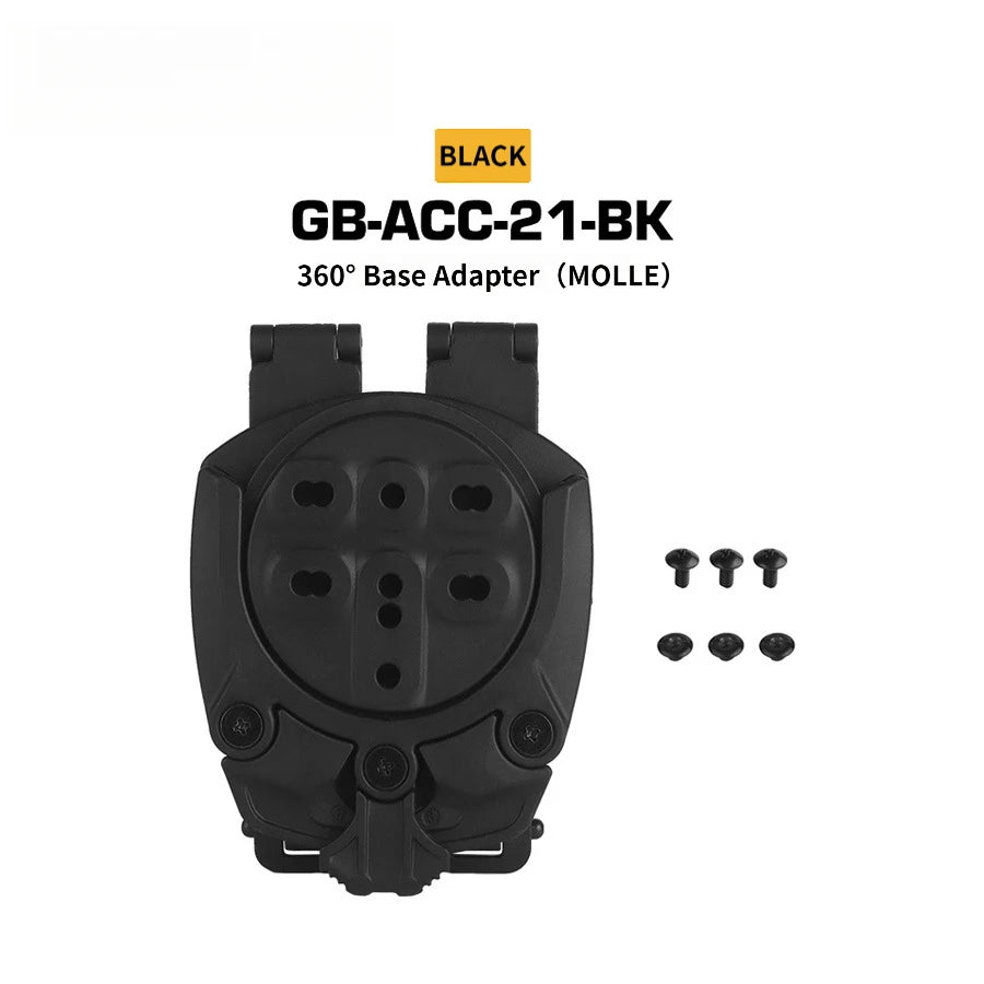 360 Degree Rotatable MOLLE Adapter Mount Tactical Gear Belt Attachment Bracket for Vest Waist Belt Outdoor Equipment