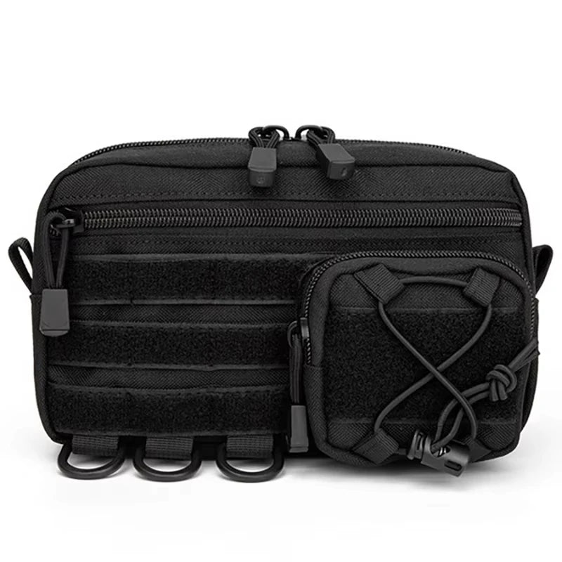 Tactical Molle Horizontal Admin Pouch with Front Drawstring Pocket EMT Modular Pouch EDC Utility Organizer Bag Outdoor Waist Bag