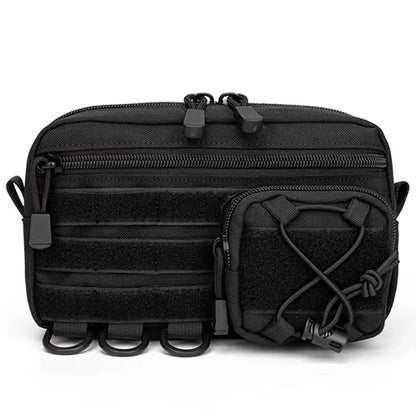 Tactical Molle Horizontal Admin Pouch with Front Drawstring Pocket EMT Modular Pouch EDC Utility Organizer Bag Outdoor Waist Bag