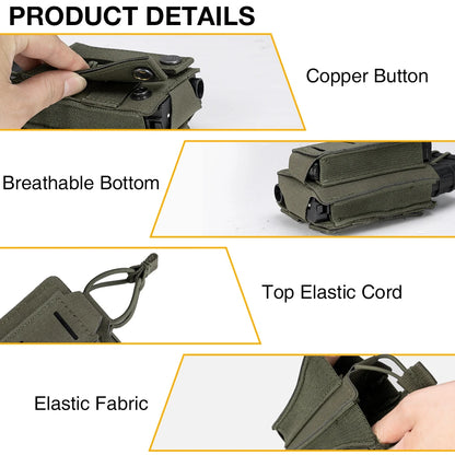 IDOGEAR Tactical LSR 9mm 556 Mag Pouch Double Mag Carrier Single MOLLE Pouch Laser Cut Open Top 3569