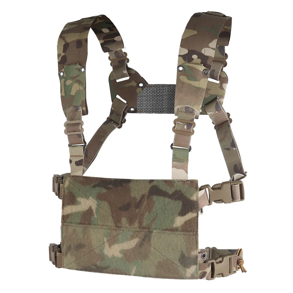 MOLLE Chest Rig Mini V2 H-type Ferro Style Lightweight Chesty Rig Tactical Vest Assault Training Plate Carrier Front Flaps Adapt