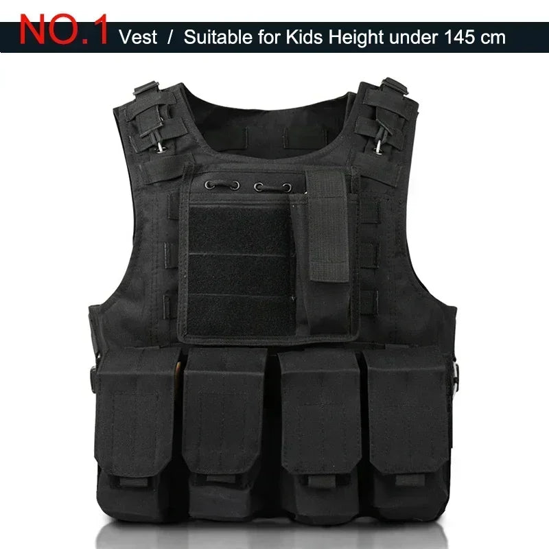 Outdoor Airsoft Tactical Kids Children Vest Uniform  Hunting Equipment Kids Boy Girl Camouflage Hiking CS Hunting Clothes
