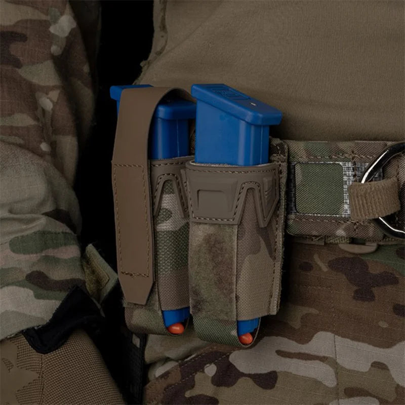 Multi-Purpose MOLLE Pouch Elastic 9mm Mag Flashlight Pepper Spray Holder Lightweight Camo Storage for Hunting Airsoft Belt Vest