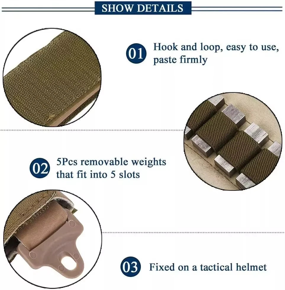 BOOIU Helmet Counterweight Tactical Helmet Balancing Weight Bag Counterbalance W/5 Counter Blocks for OPS Fast PJ MH Accessories