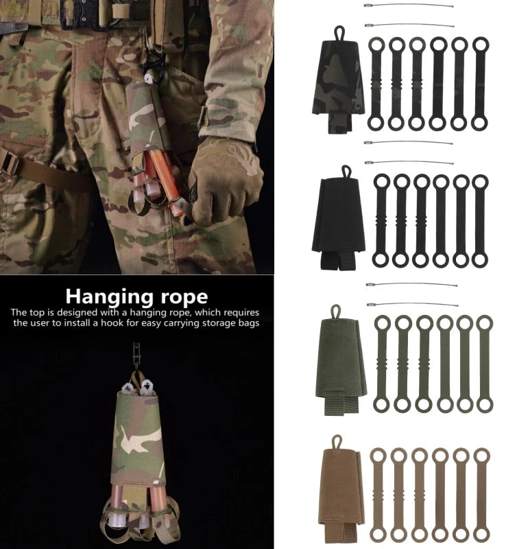 Fluorescent Stick Portable Storage Bag with MOLLE System 6 Pack Glow Sticks Store Pouch Chemlights Keeper for Outdoor Camping