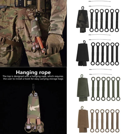 Fluorescent Stick Portable Storage Bag with MOLLE System 6 Pack Glow Sticks Store Pouch Chemlights Keeper for Outdoor Camping