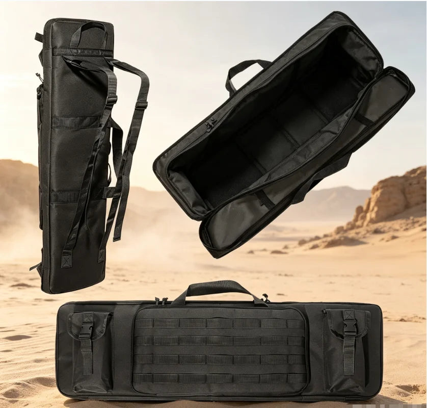 Tactical Rifle Bag 120cm/90cm, Gun Carrying Case Transport Backpack with Pistol Holster, Outdoor Sport Accessory