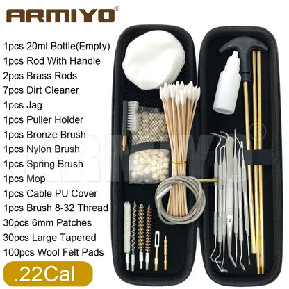 Armiyo Tactical .22/.30/.38 Caliber 12GA Hose Pipeline Dirt Carbon Deposit Cleaning Brush Patch Wool Pad Kit 720mm Rod Hunting