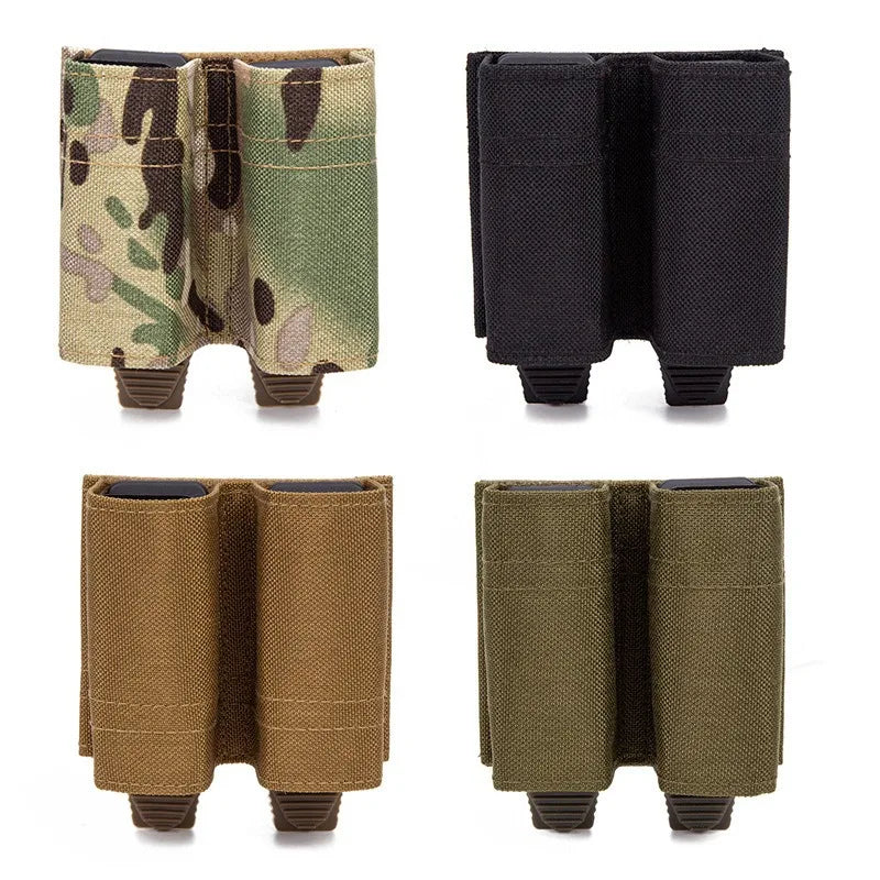 1Pc 1000D Nylon MOLLE Double 9MM Mag Pouch Fit GLOCK Hunting Airsoft CS Tactical Magazine Holder Support Clip Holsters Pouches