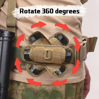 Molle flashlight bag, 360 degree rotatable flashlight cover, hunting lighting accessories, survival kit
