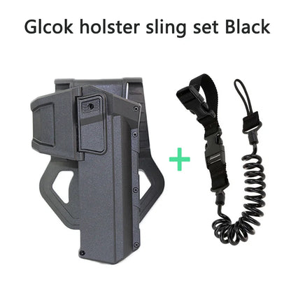 Movable Gun Holsters for Colt 1911 GlockG 17 18 Airsoft Pistol Gun Holster Fit Flashlight or Laser Mounted Right Hand with Sling
