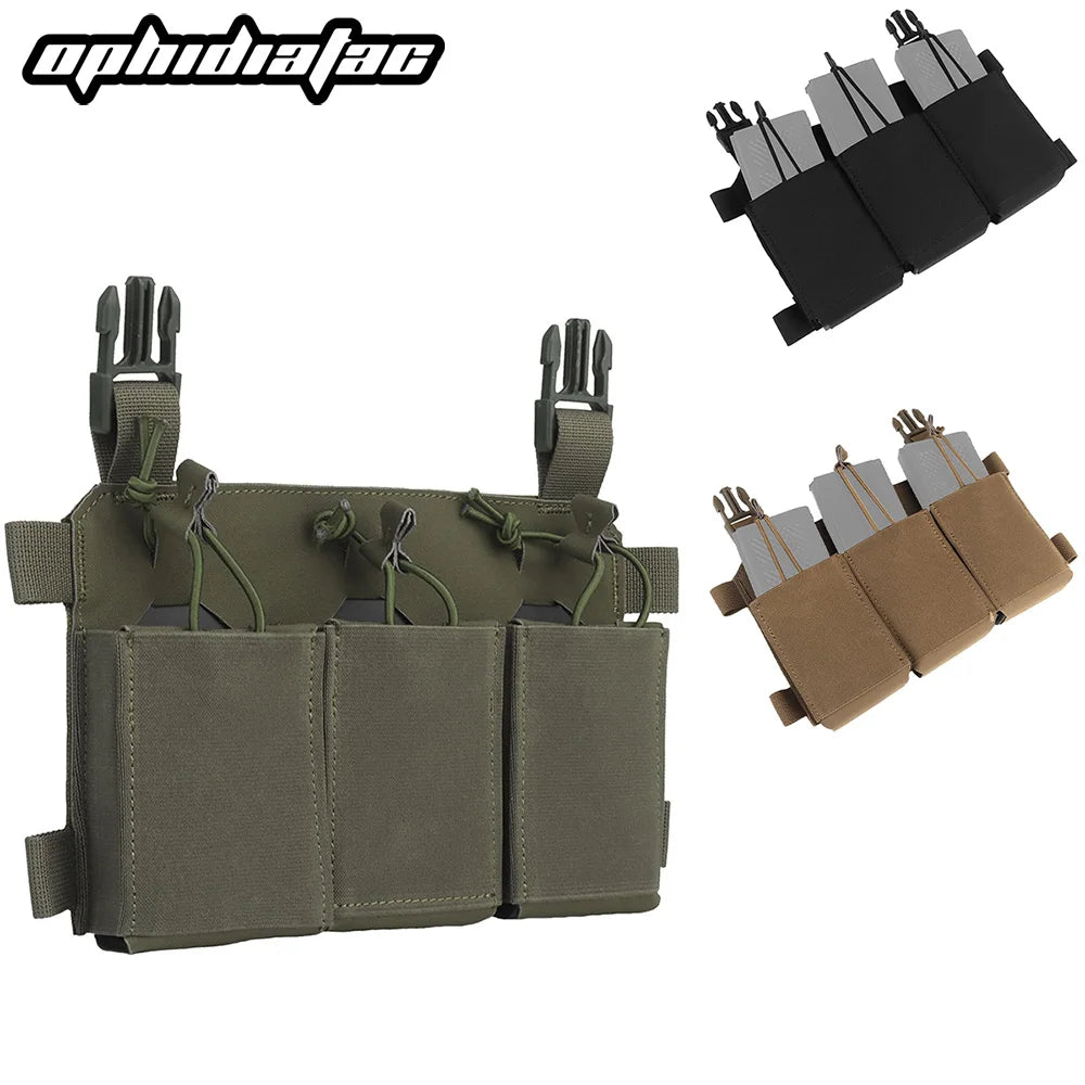 OPHIDIANTAC Insert buckle Triple mag Bag 5.56mm Tactical Rifle Airsoft AR15 M4 M4A1 AK mag bag with quick-pull insert plate