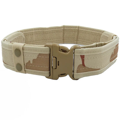 Men's Camouflage Canvas Tactical Belt Outdoor Camping Safety Hunting Gear Adjustable Webbing Buckle Style