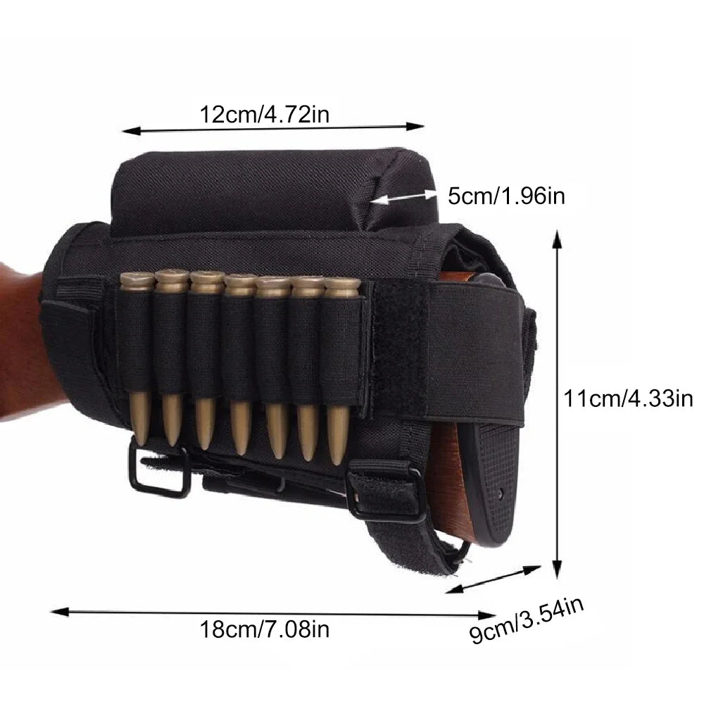 Rifle Buttstock Cheek Rest Riser Pad Shell Pouch Hunting Accessories Rifle Stock Bullet Ammo Cartridges Holder Carrier Bag