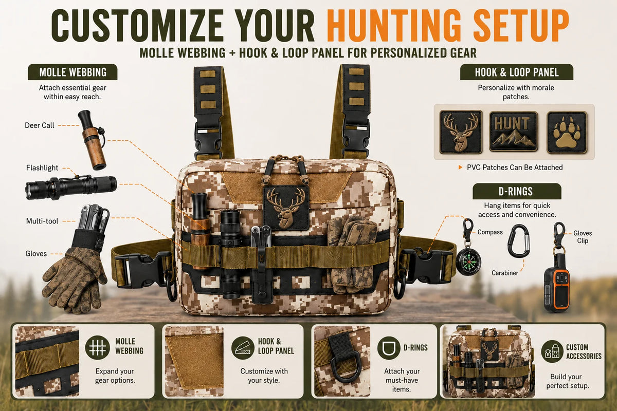 Tactical Bag MOLLE Hunting Chest Bag Fishing Pack Waist Bag Hunting Hiking Camping Outdoor Sports