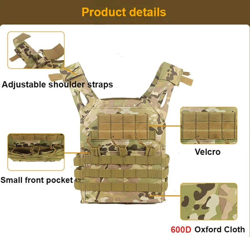 Nylon Tactical Vest Body Armor Hunting Carrier Airsoft Accessories Combat MOLLE Camo Vests