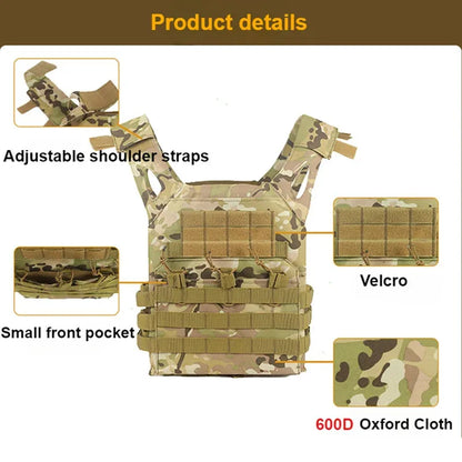 Nylon Tactical Vest Body Armor Hunting Carrier Airsoft Accessories Combat MOLLE Camo Vests