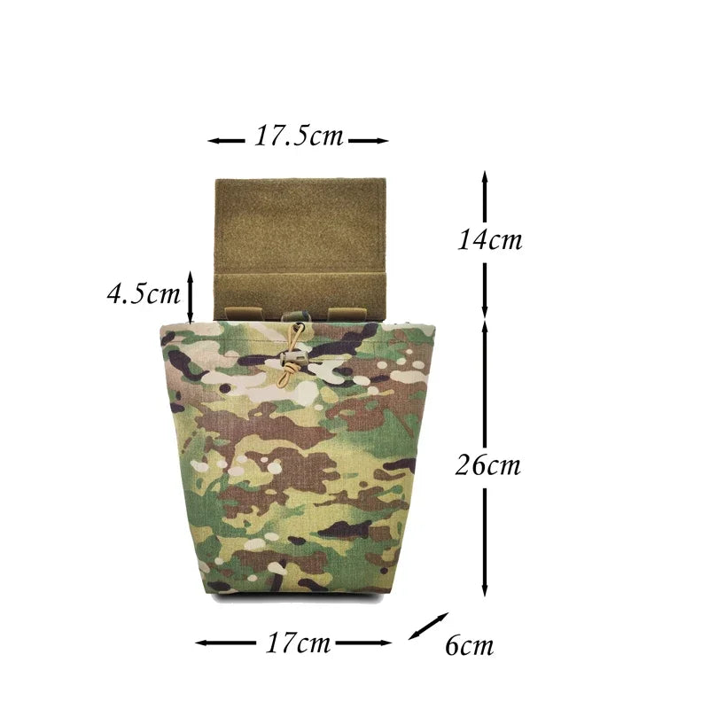 Airsoft Molle Foldable Pouch Tactical EDC Dump Pouch Extended Gear Multicam Lower Hanging Recycling Storage Abdominal Bag