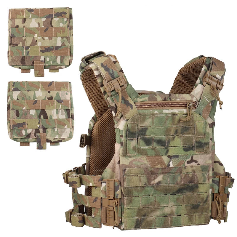 /K19 Full-Size Hunting Vest Plate Carrier Fit for 80-110 cm, MOLLE Quick Release Fast Adjust Cummerbund Chest Rig