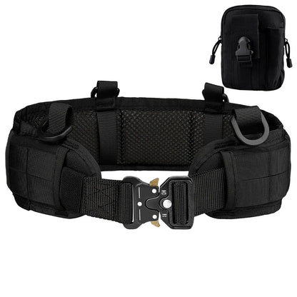 JSJM Tactical Belt Adjustable Belt Outdoor Work Men Belt Combat CS Hunting Paintball Padded Waist Belts Pocket