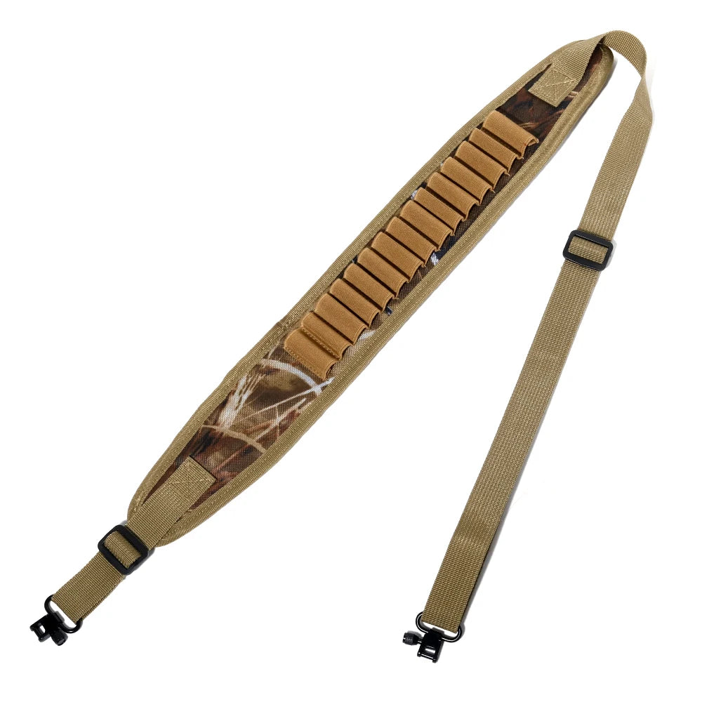 Tactical 2 Point Rifle Sling Adjustable Hunting Gun Strap with Ammo Loops, Non-Slip Padded Shoulder Strap for Outdoor Shooting