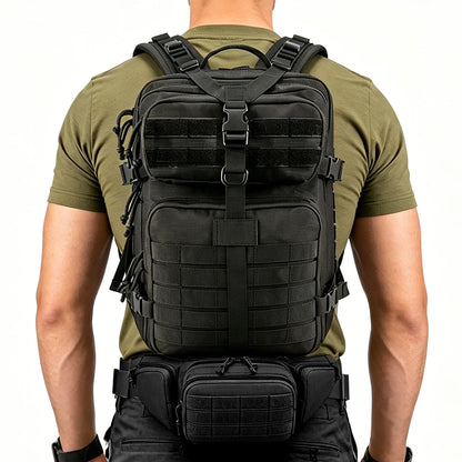 Large capacity backpack+multifunctional waist pack, can be used separately or combined for partition storage