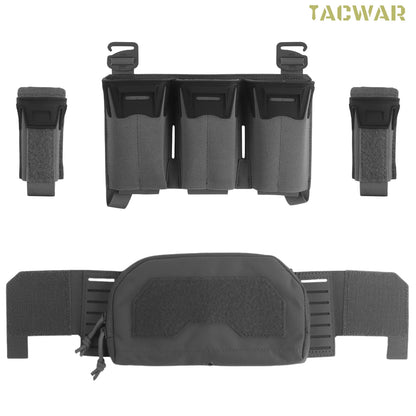 Multi-Caliber Triple Mag Pouch with 9mm Single Mag Pouch & Admin Pouch, Front Placard for K19/KZ/LV119/FCV5 Plate Carrier