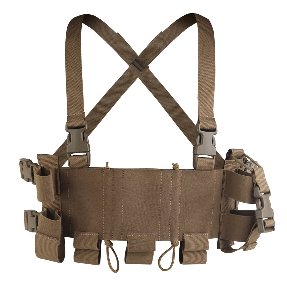 Tactical Double Layer Chest Rig Triple 5.56 Mag Pouch Airsoft Hunting Quick Release Training Vest Side Radio Pouch