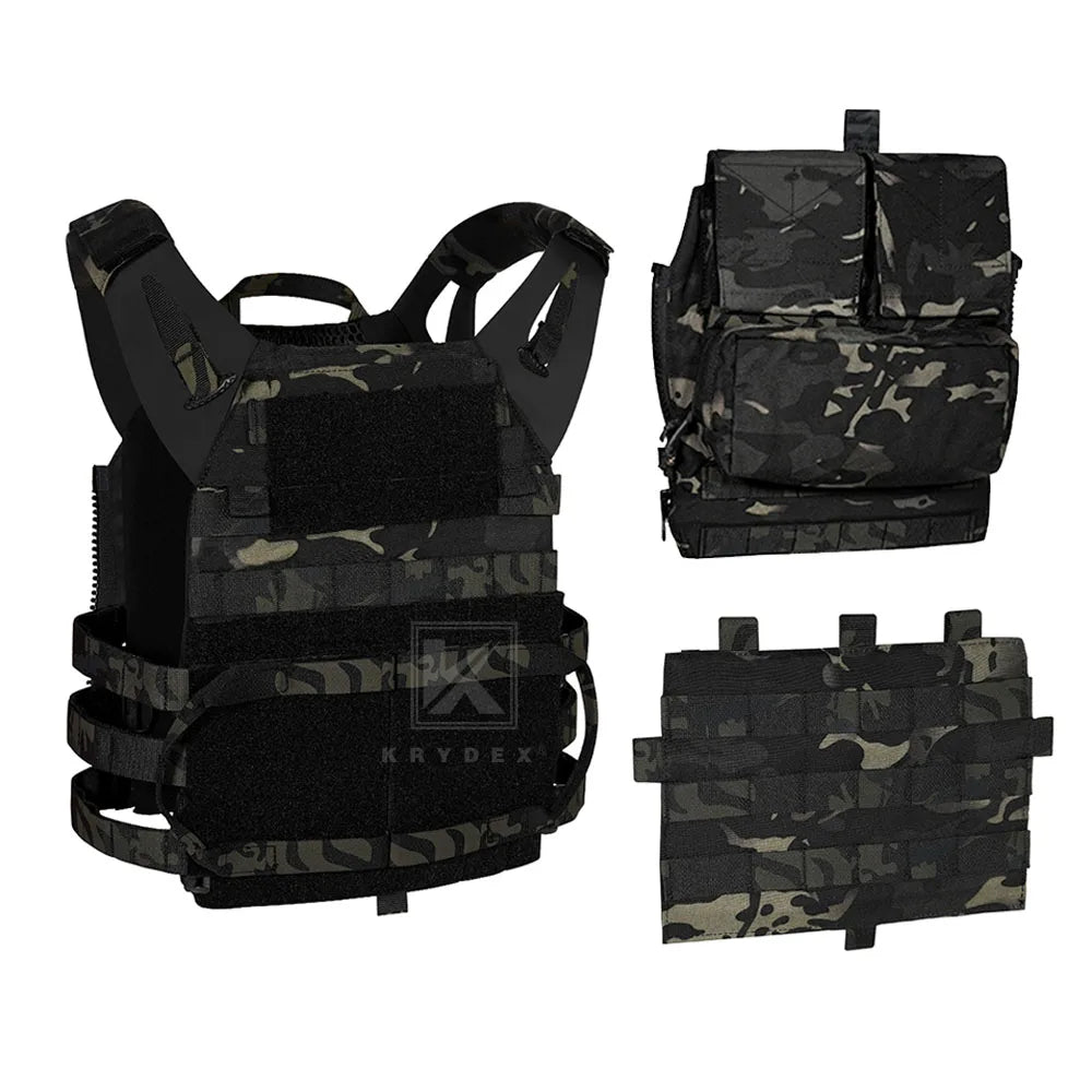 KRYDEX 500D Tactical Vest with Zip-on Backpack Bag MOLLE JPC 2 Plate Carrier for Men Hunting Combat Airsoft Paintball