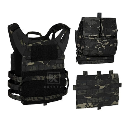 KRYDEX 500D Tactical Vest with Zip-on Backpack Bag MOLLE JPC 2 Plate Carrier for Men Hunting Combat Airsoft Paintball