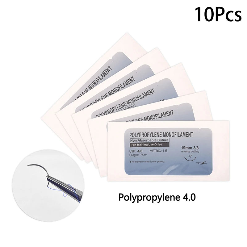10Pcs 75cm 2/0 3/0 4/0 Medical Surgical Suture Nylon Silk Polypropylene Polyester Monofilament Thread Suture Teaching Exercises