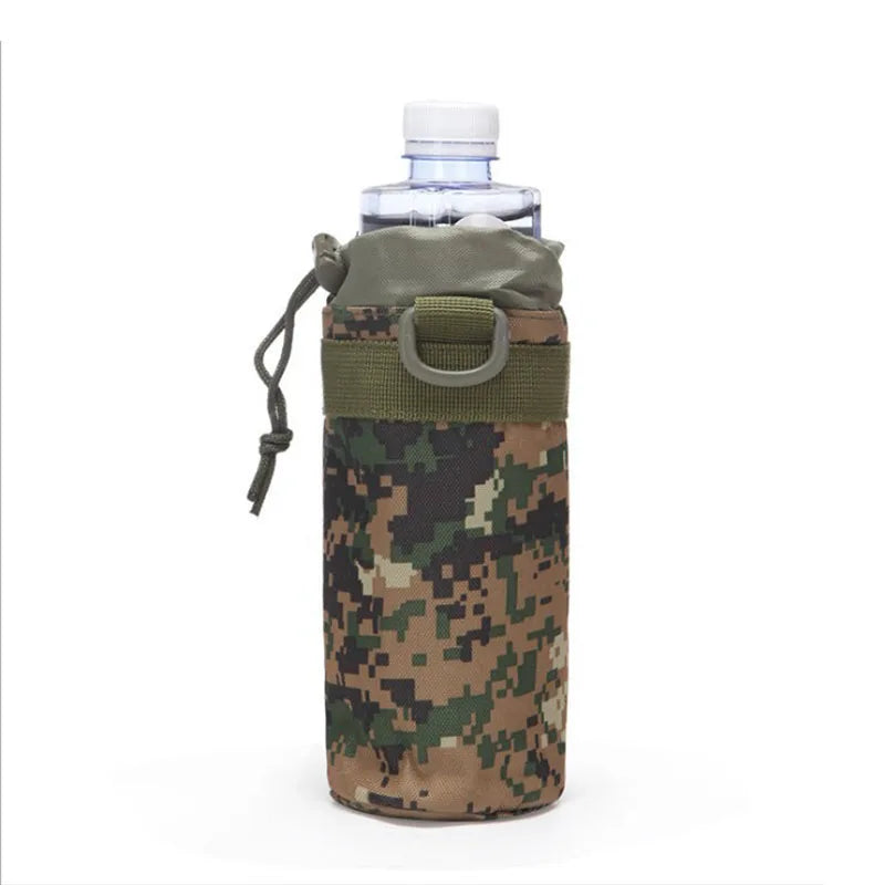 Tactical MOLLE Water Bottle Pouch 600D Nylon Drawstring Water Bottle Holder Bag for Outdoor Hiking Camping Hunting Travel