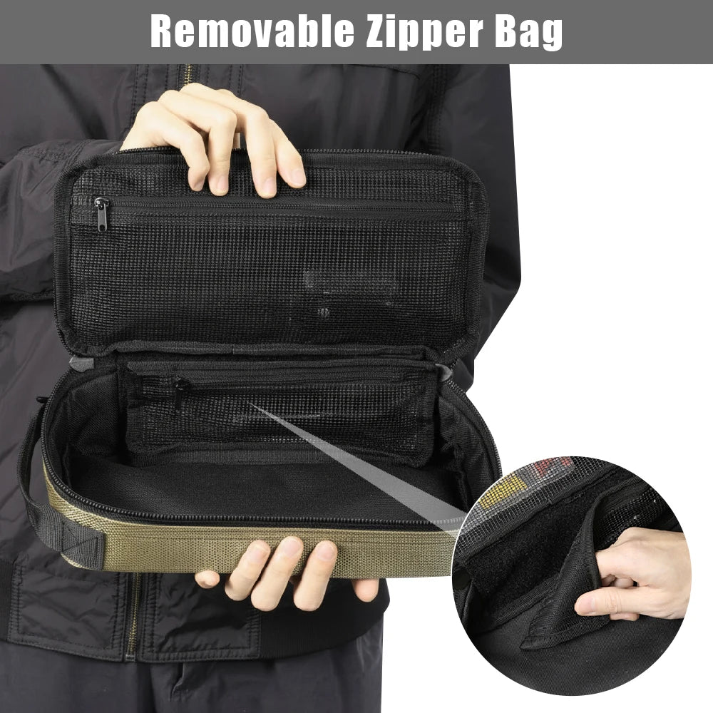 Tactical Utility EDC Pouch Heavy Duty Small Tool Bag Portable Organizer Case with Handle for EDC Motorcycle Road Bike