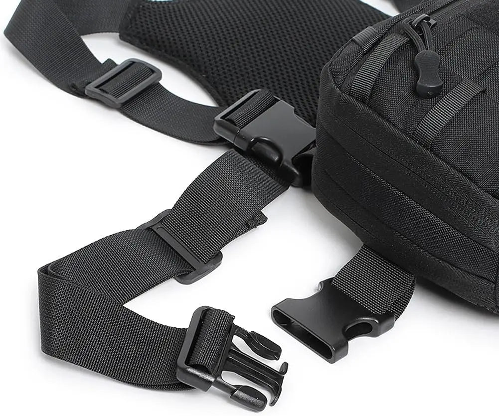 Molle Pistol Bag Tactical EDC Chest Bag with Gun Holster Quick Release Chest Rig Pack Vest Backpack for Camping Hunting