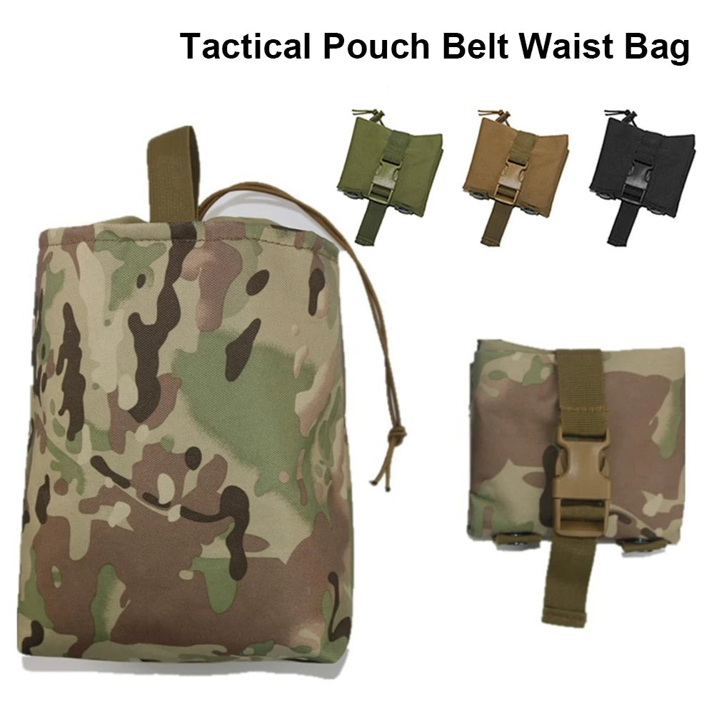 Compact MOLLE Dump Bags Heavy-Duty 600D Nylon Collapsible Pouches Hunting Adjustable Waist Strap Bags Tactical Gear Range