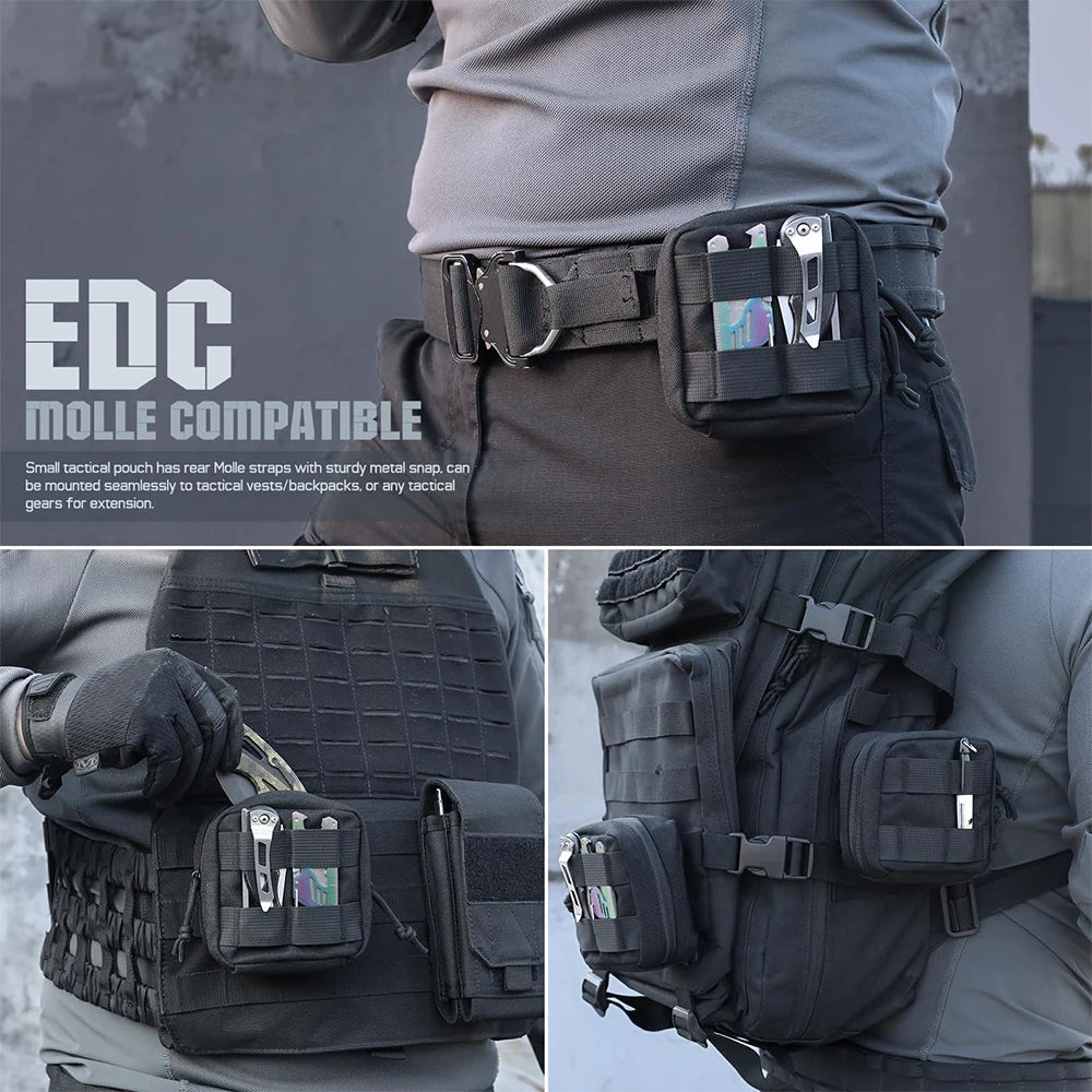 Mini Tactical Molle Pouch Compact Admin Pouch EDC Tool Pouch Utility Multi-Purpose Waist Belt Pouch Outdoor Hunting Camping Bag