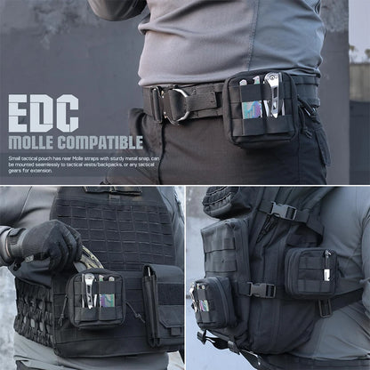 Mini Tactical Molle Pouch Compact Admin Pouch EDC Tool Pouch Utility Multi-Purpose Waist Belt Pouch Outdoor Hunting Camping Bag