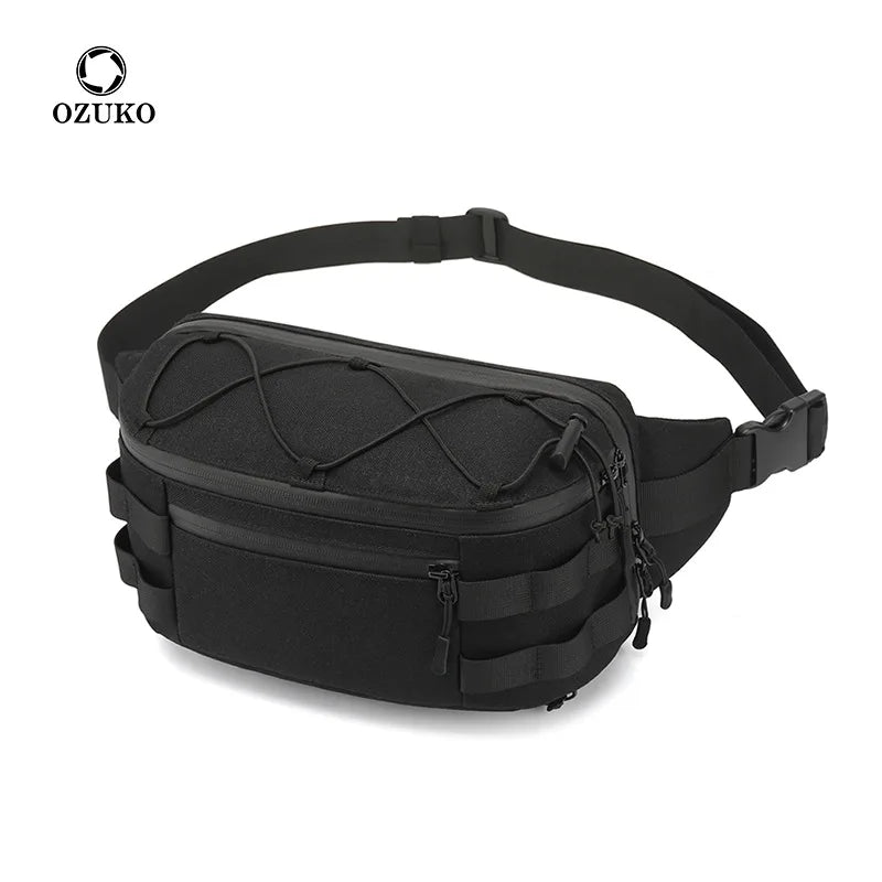 OZUKO Running Fanny Pack Men's Waist Bag Fashion Chest Pack Outdoor Sports Belt Bag for Teenager Waterproof Men Waist Bags