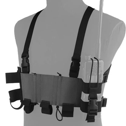 POSEIDON DEFENSE WG Minimalistic Multi-Mission Chest Rig Kit With 5.56 SMG 9MM Triple Magazine Pouch Genade Radio Holster