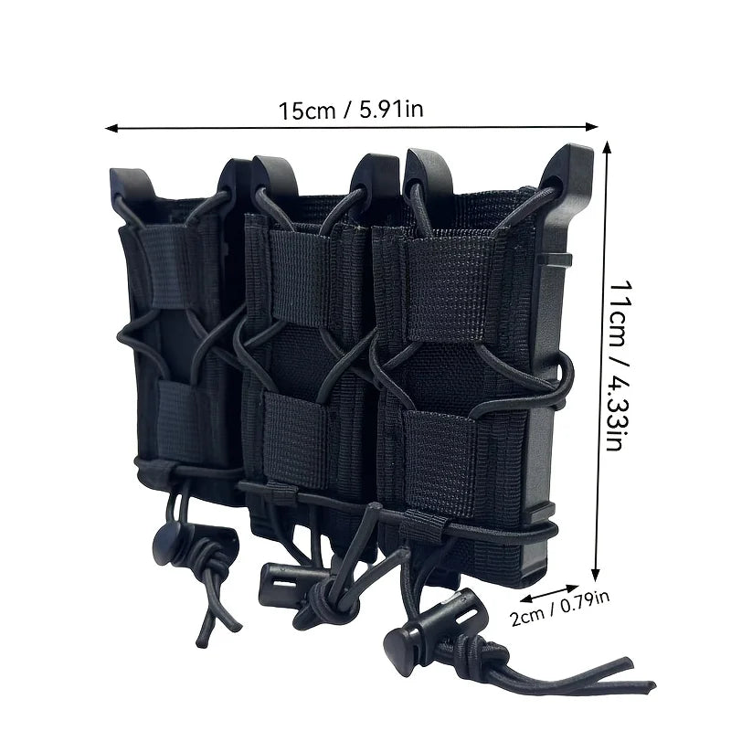 Three-Pipe Pistol Magazine Waist Holster - Durable ammunition bag with a 3-slot quick-access design and drawstring closure