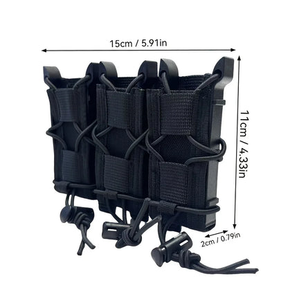 Three-Pipe Pistol Magazine Waist Holster - Durable ammunition bag with a 3-slot quick-access design and drawstring closure